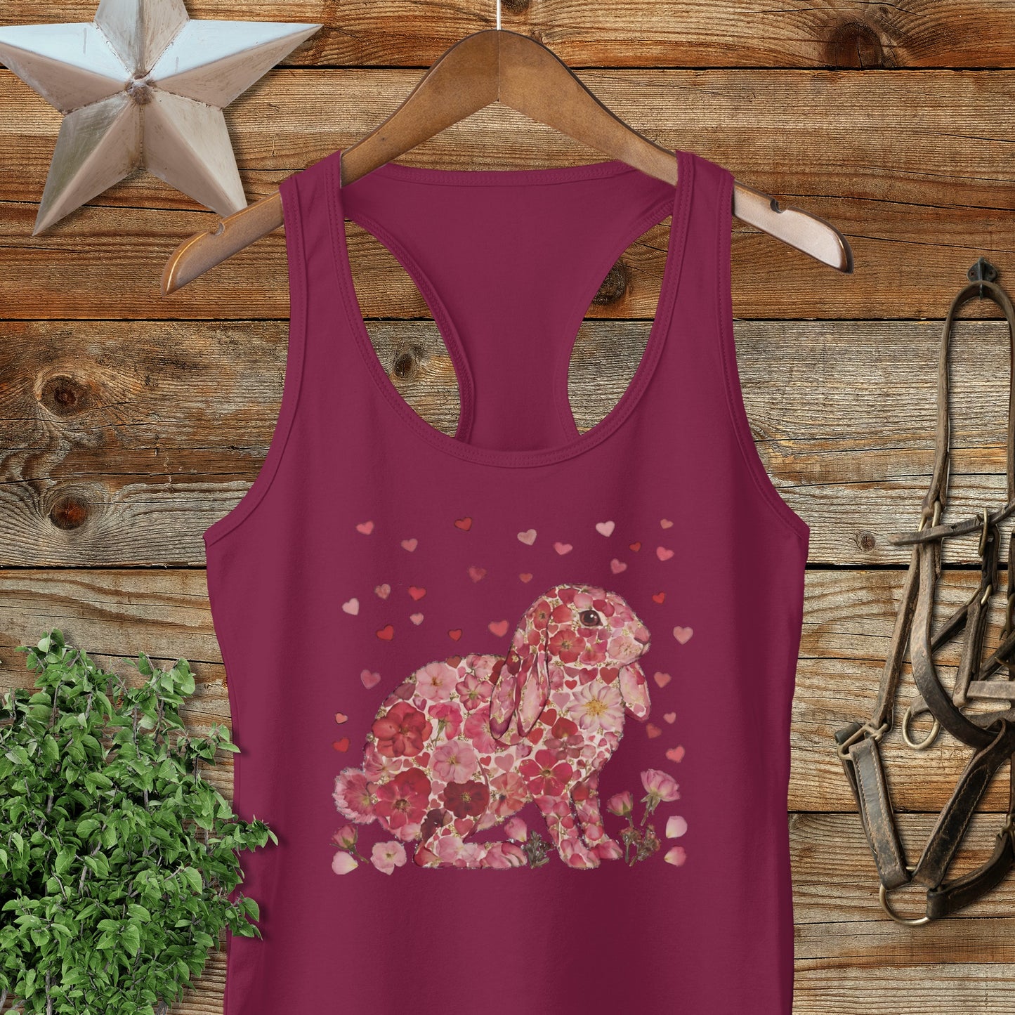 Flowers & Hearts - Lop Rabbit Racerback Tank