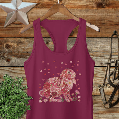 Flowers & Hearts - Lop Rabbit Racerback Tank