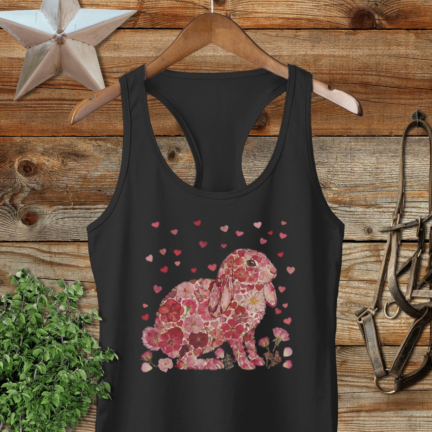 Flowers & Hearts - Lop Rabbit Racerback Tank