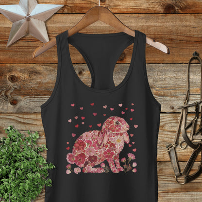 Flowers & Hearts - Lop Rabbit Racerback Tank