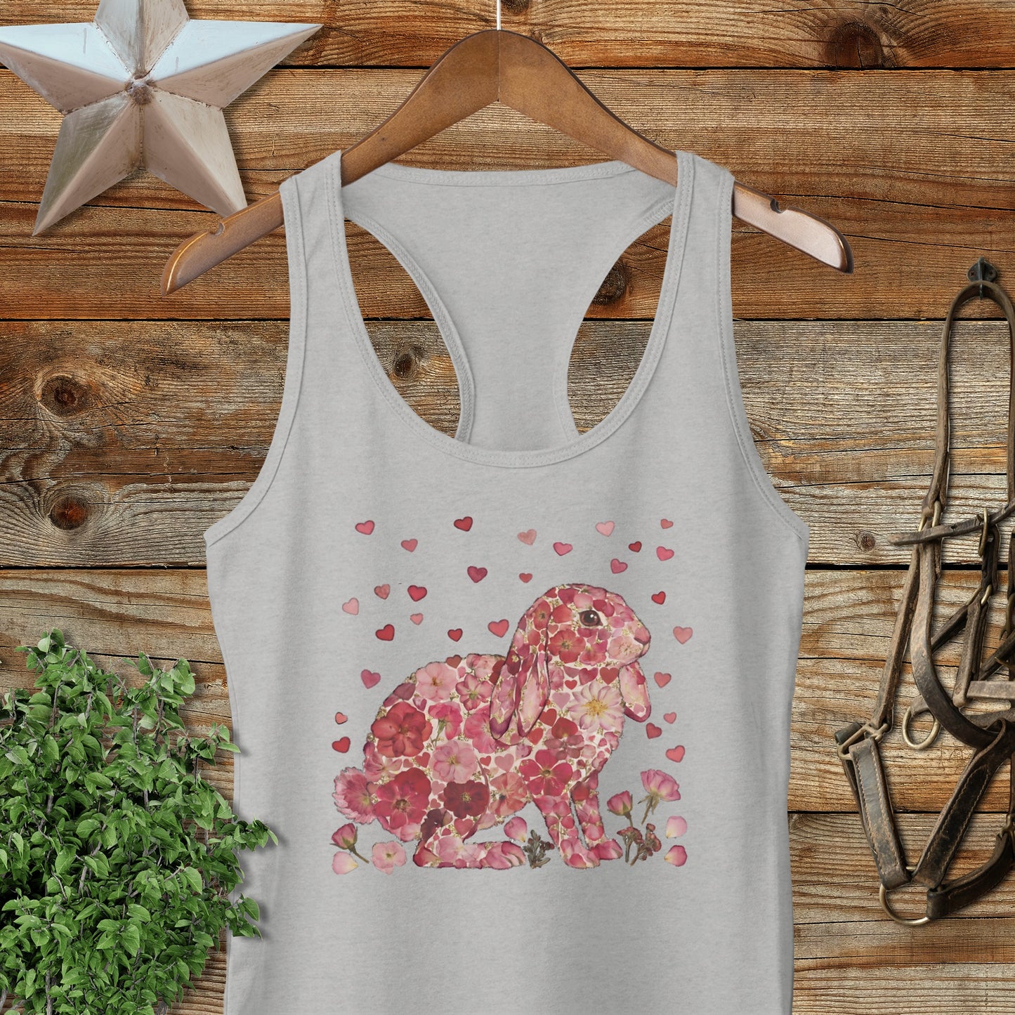 Flowers & Hearts - Lop Rabbit Racerback Tank