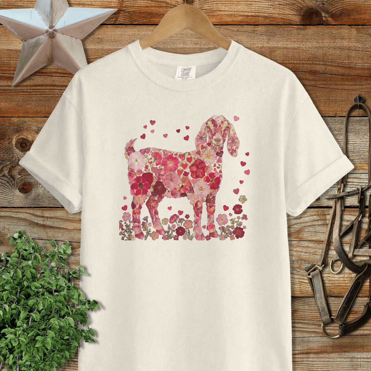 Flowers & Hearts - Nubian Goat Signature Tee