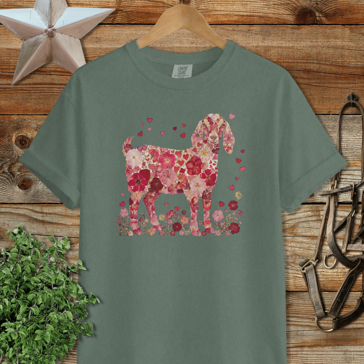 Flowers & Hearts - Nubian Goat Signature Tee