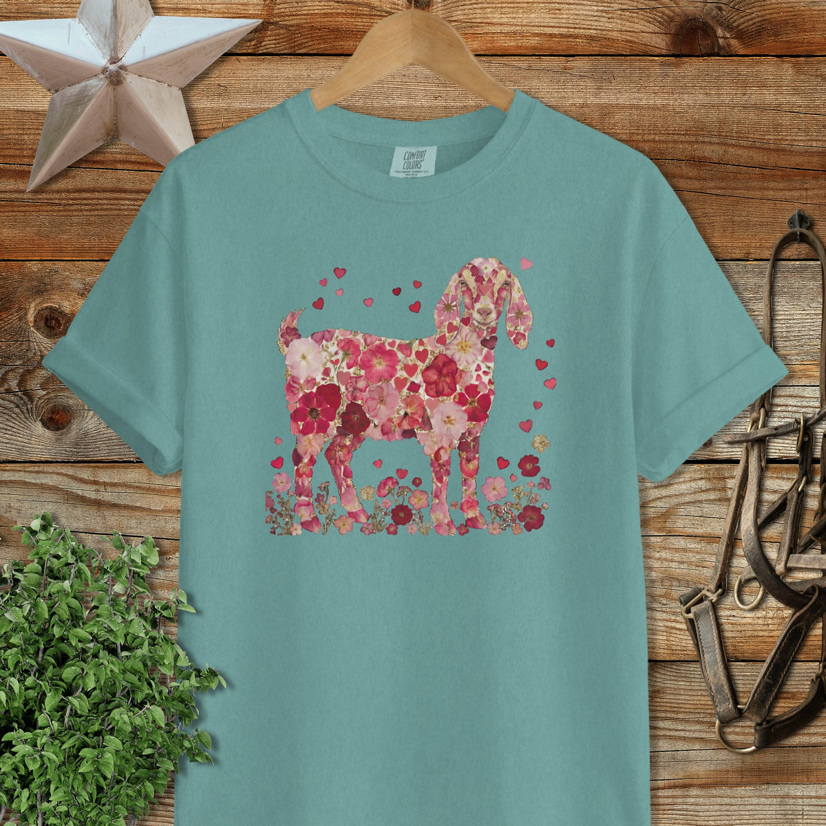 Flowers & Hearts - Nubian Goat Signature Tee