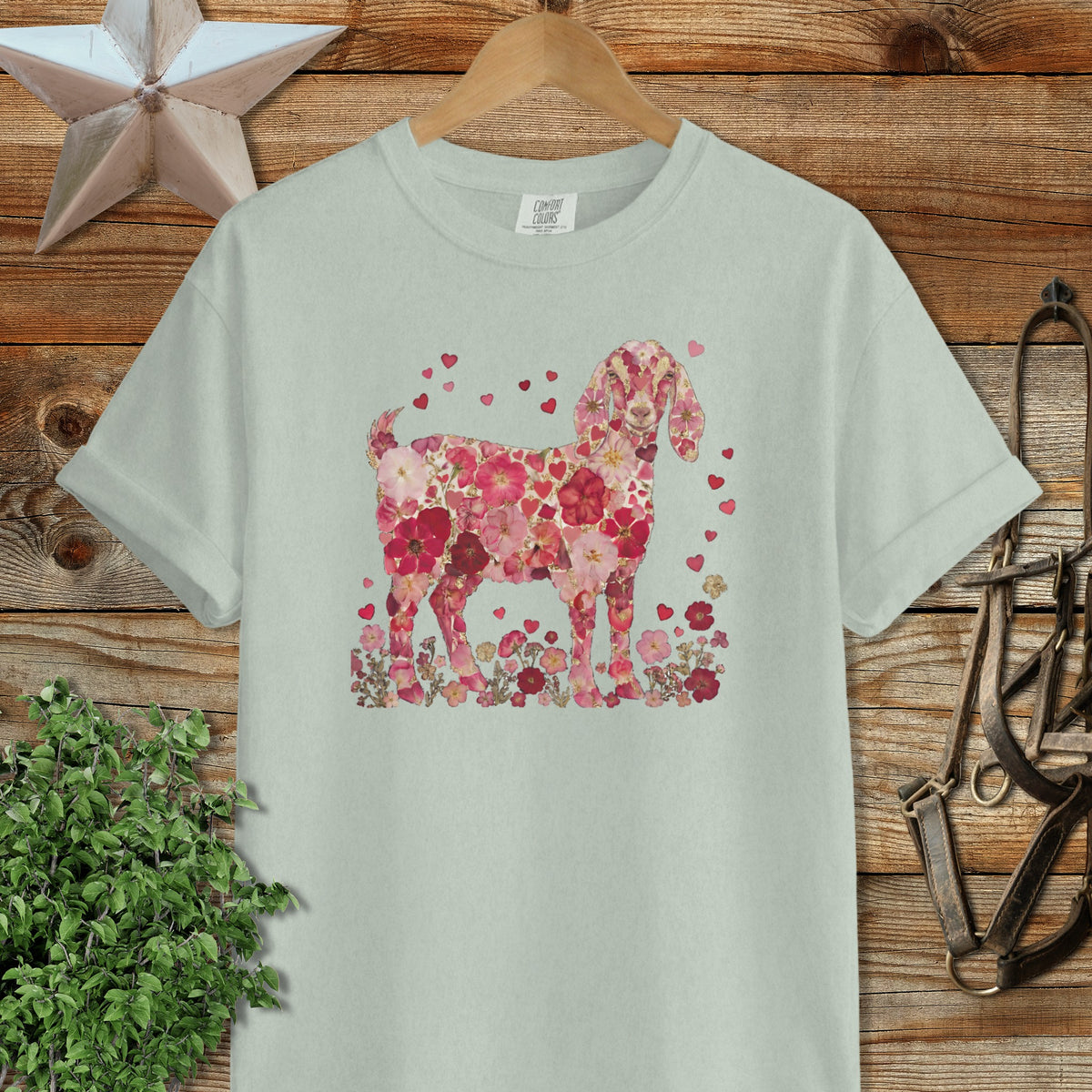 Flowers & Hearts - Nubian Goat Signature Tee