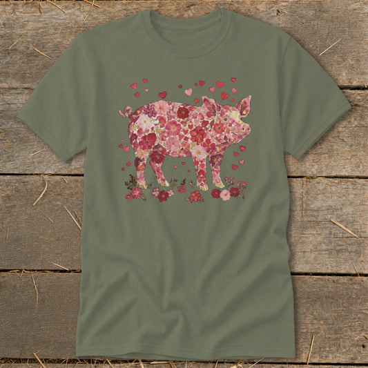 Flowers & Hearts - Pig Classic Tee