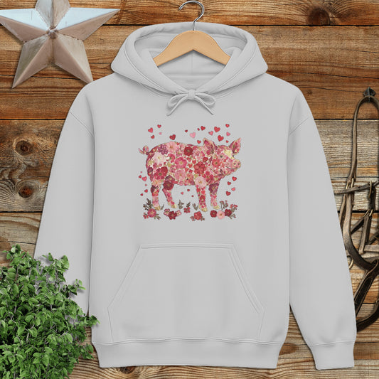 Flowers & Hearts - Pig Hoodie