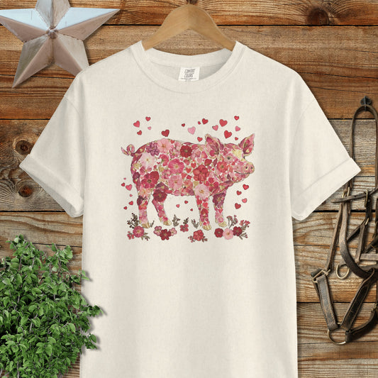Flowers & Hearts - Pig Signature Tee