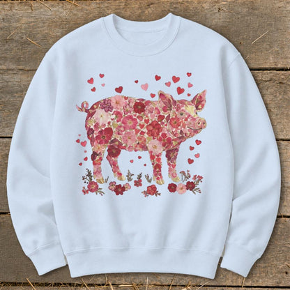 Flowers & Hearts - Pig Sweatshirt