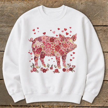 Flowers & Hearts - Pig Sweatshirt