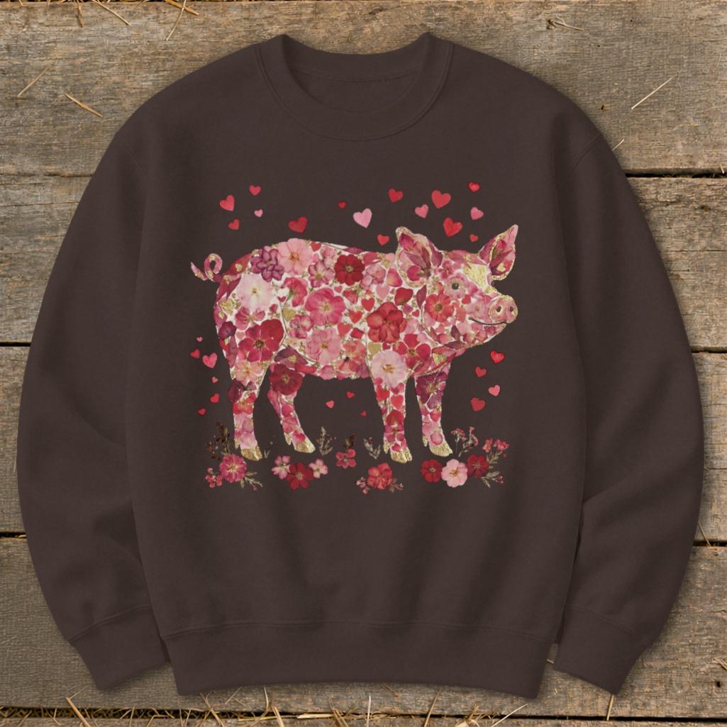 Flowers & Hearts - Pig Sweatshirt