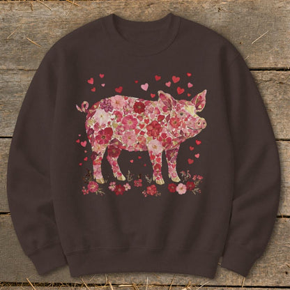 Flowers & Hearts - Pig Sweatshirt