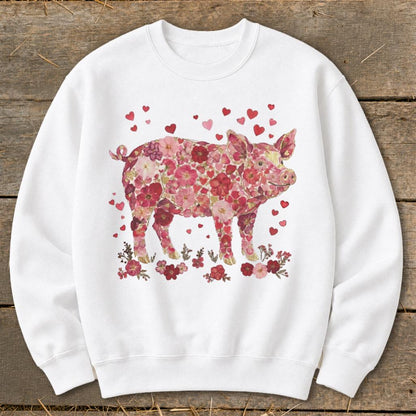 Flowers & Hearts - Pig Sweatshirt