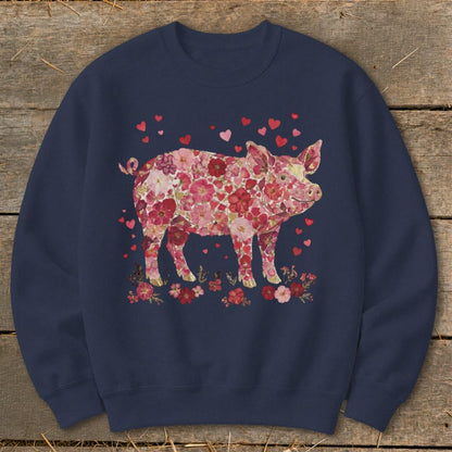 Flowers & Hearts - Pig Sweatshirt