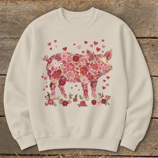 Flowers & Hearts - Pig Sweatshirt