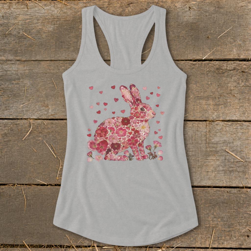 Flowers & Hearts - Rabbit Racerback Tank