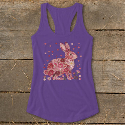 Flowers & Hearts - Rabbit Racerback Tank