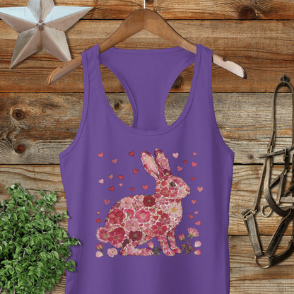 Flowers & Hearts - Rabbit Racerback Tank