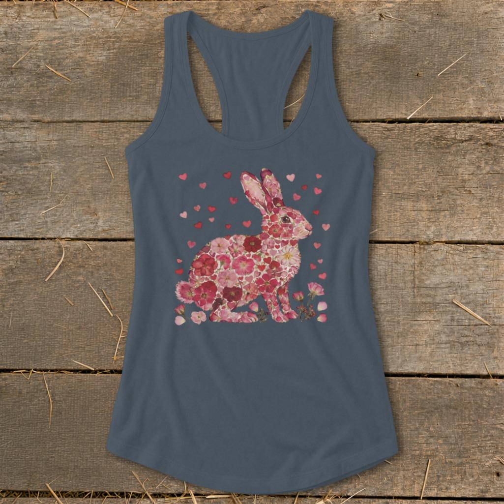 Flowers & Hearts - Rabbit Racerback Tank