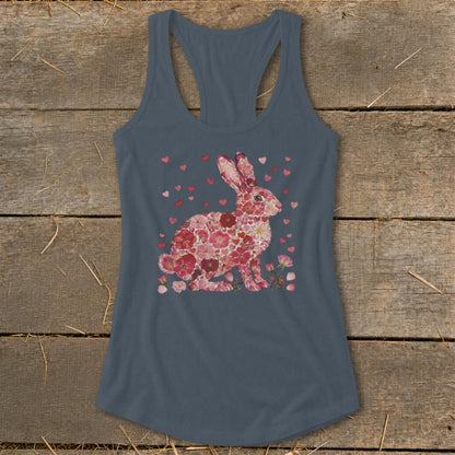 Flowers & Hearts - Rabbit Racerback Tank