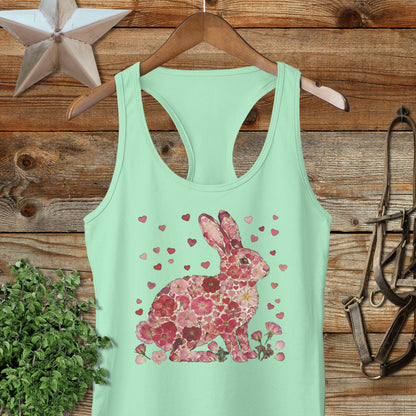 Flowers & Hearts - Rabbit Racerback Tank
