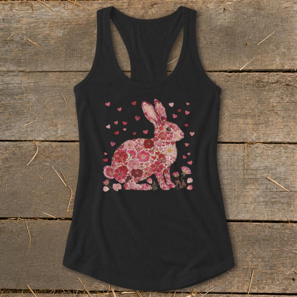 Flowers & Hearts - Rabbit Racerback Tank