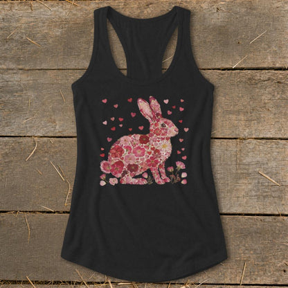 Flowers & Hearts - Rabbit Racerback Tank