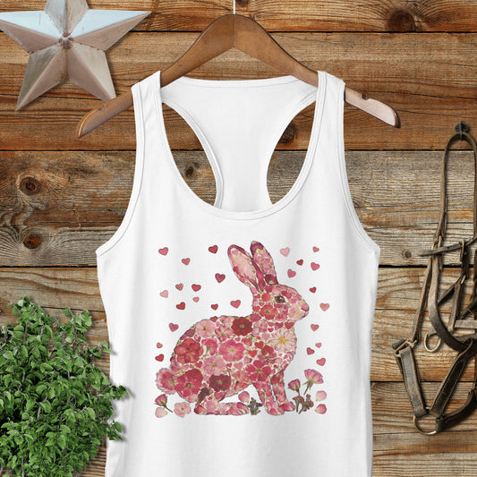 Flowers & Hearts - Rabbit Racerback Tank