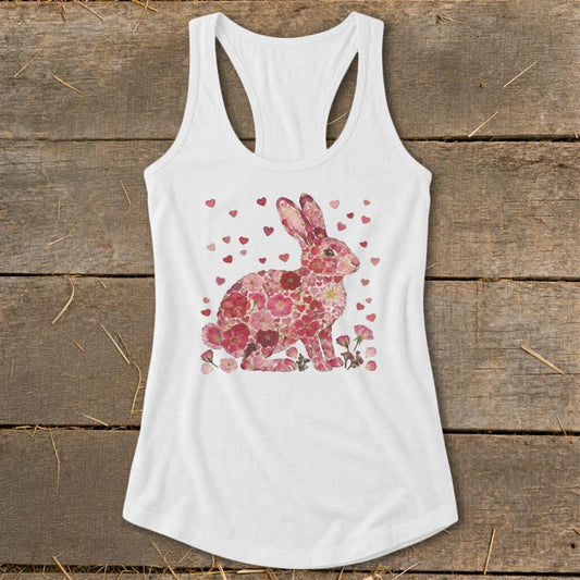 Flowers & Hearts - Rabbit Racerback Tank