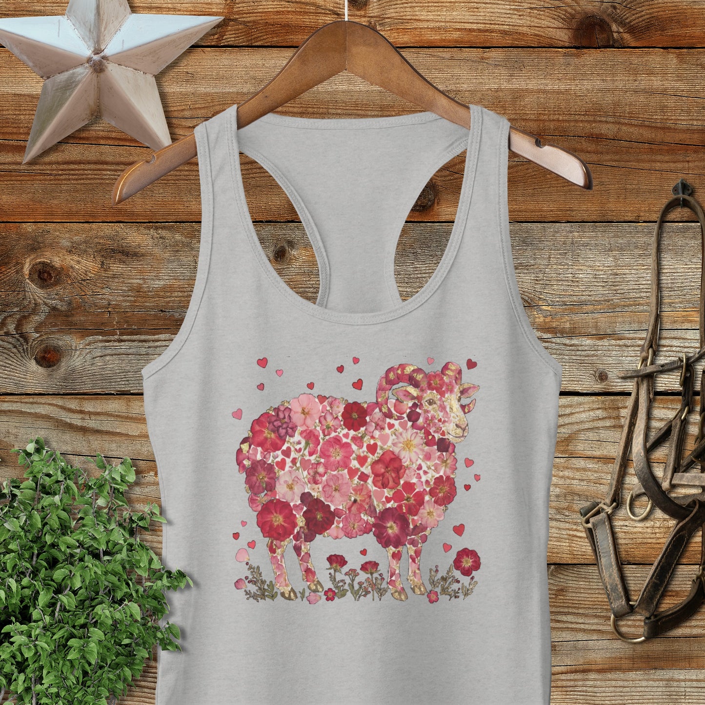 Flowers & Hearts - Ram Racerback Tank