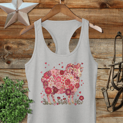 Flowers & Hearts - Ram Racerback Tank