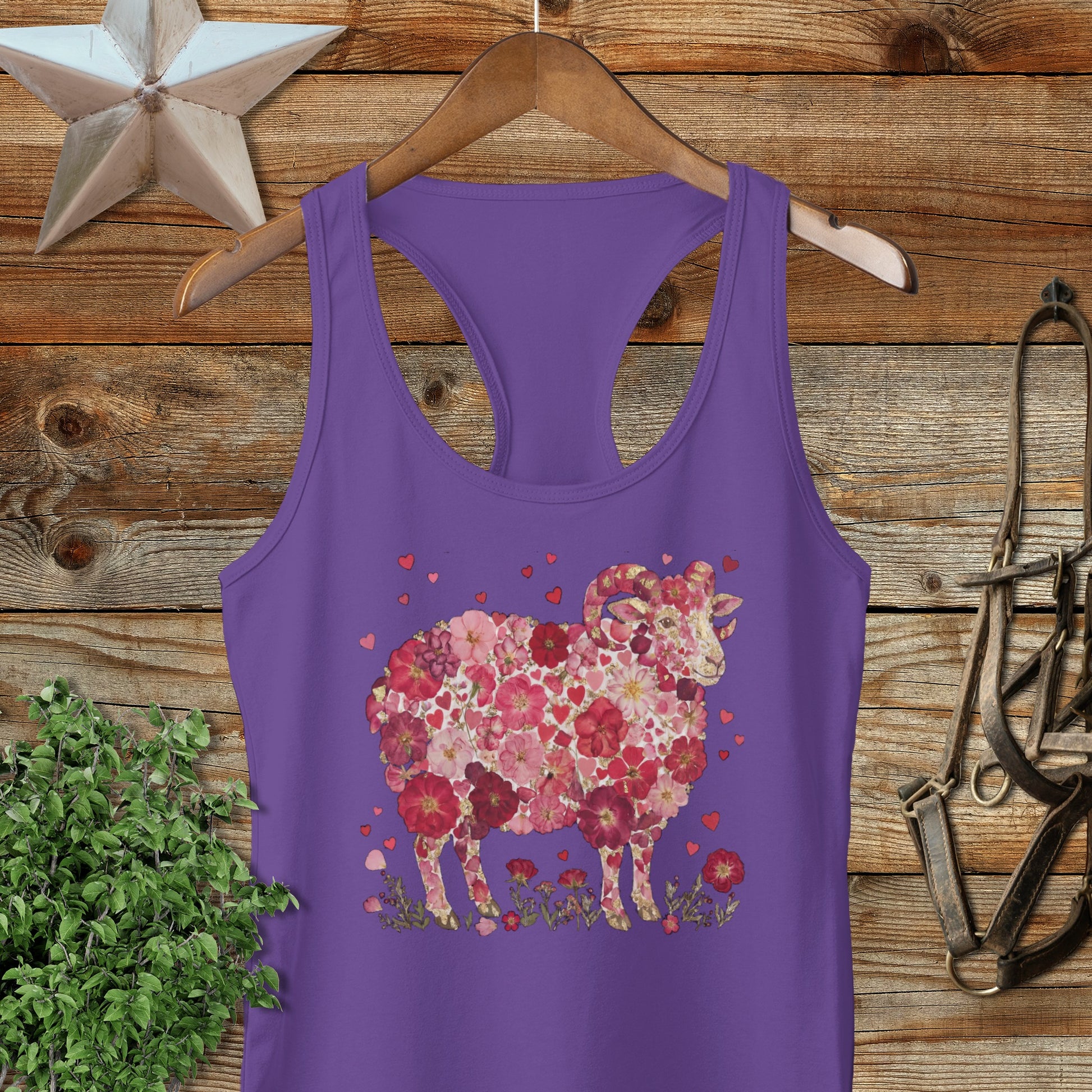 Flowers & Hearts - Ram Racerback Tank