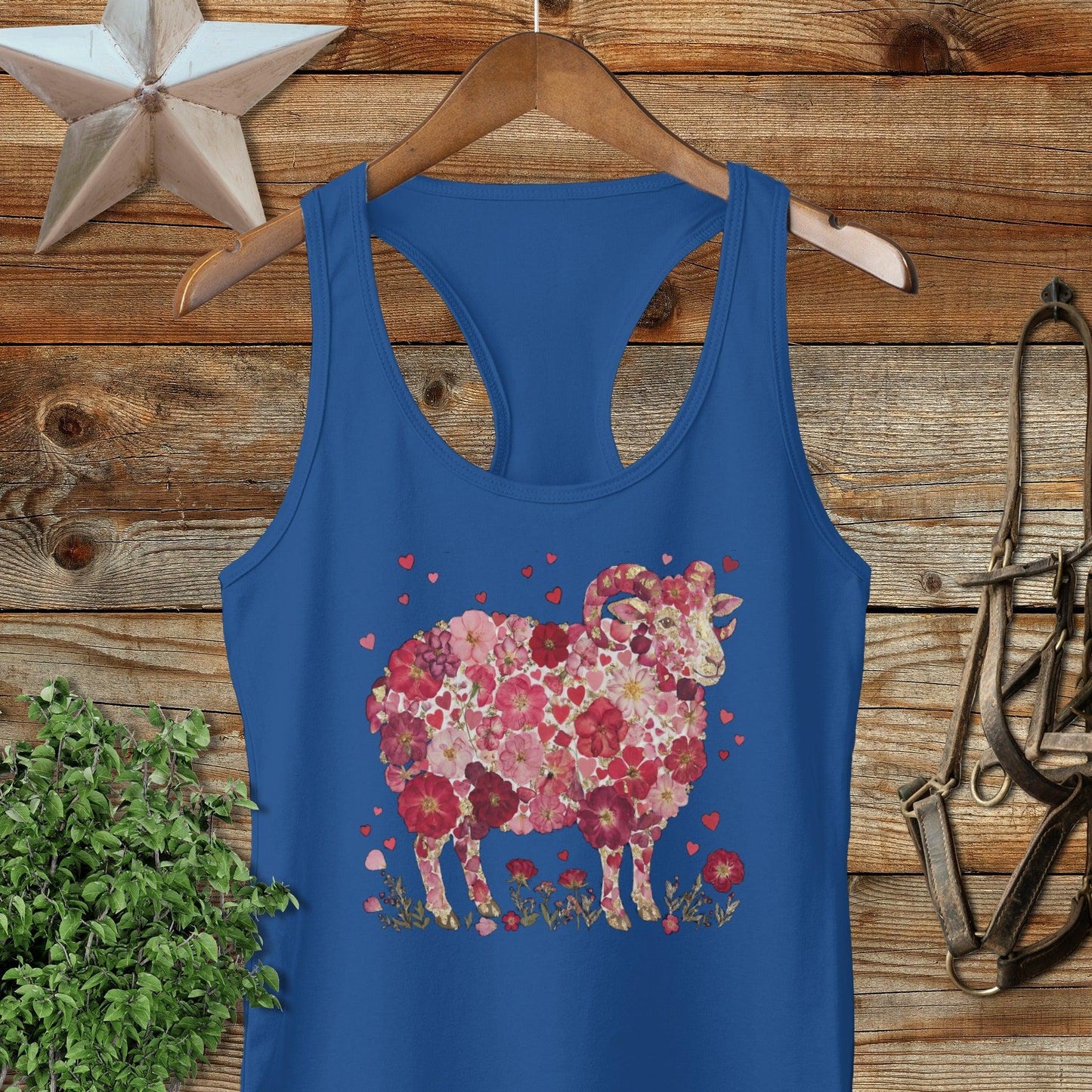 Flowers & Hearts - Ram Racerback Tank