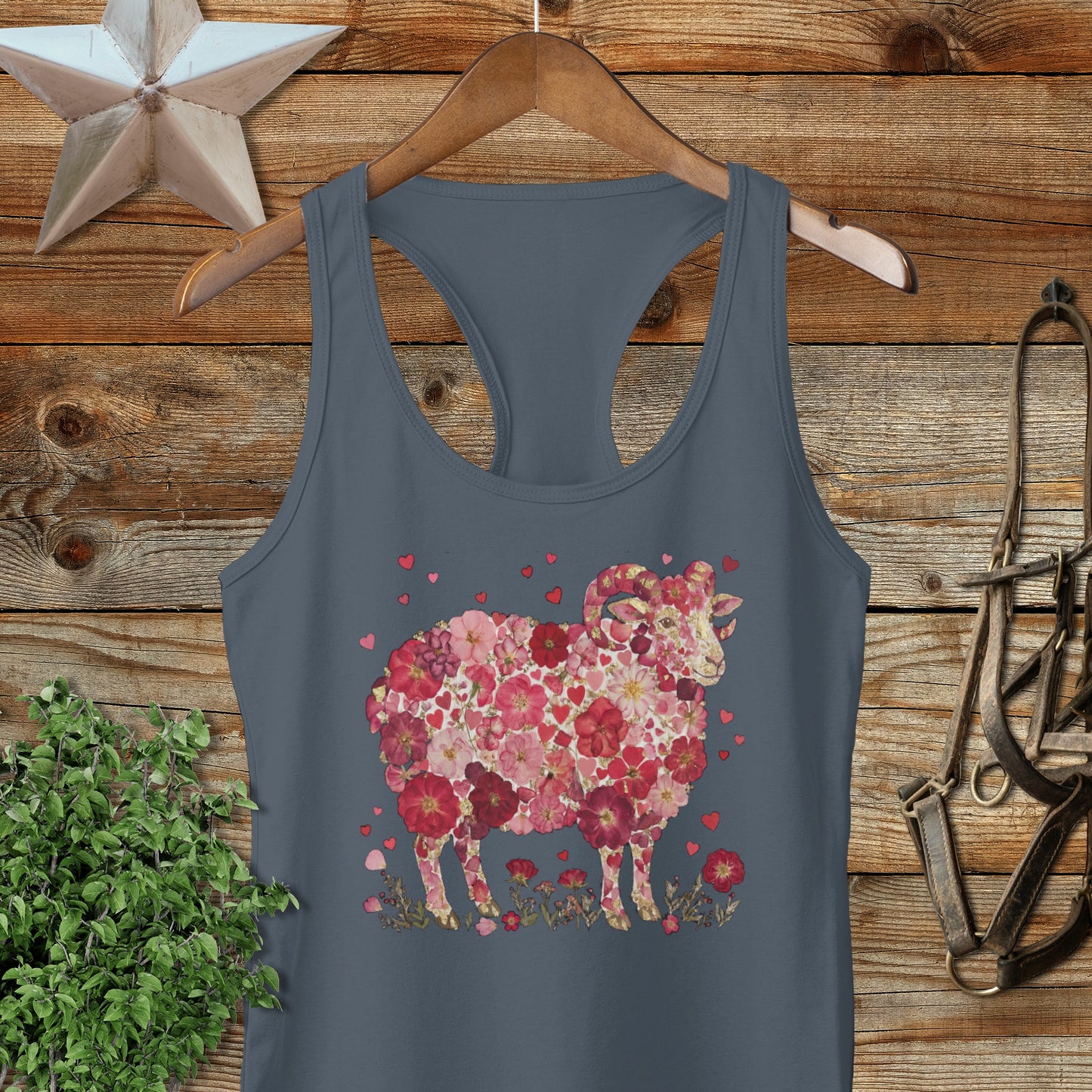 Flowers & Hearts - Ram Racerback Tank