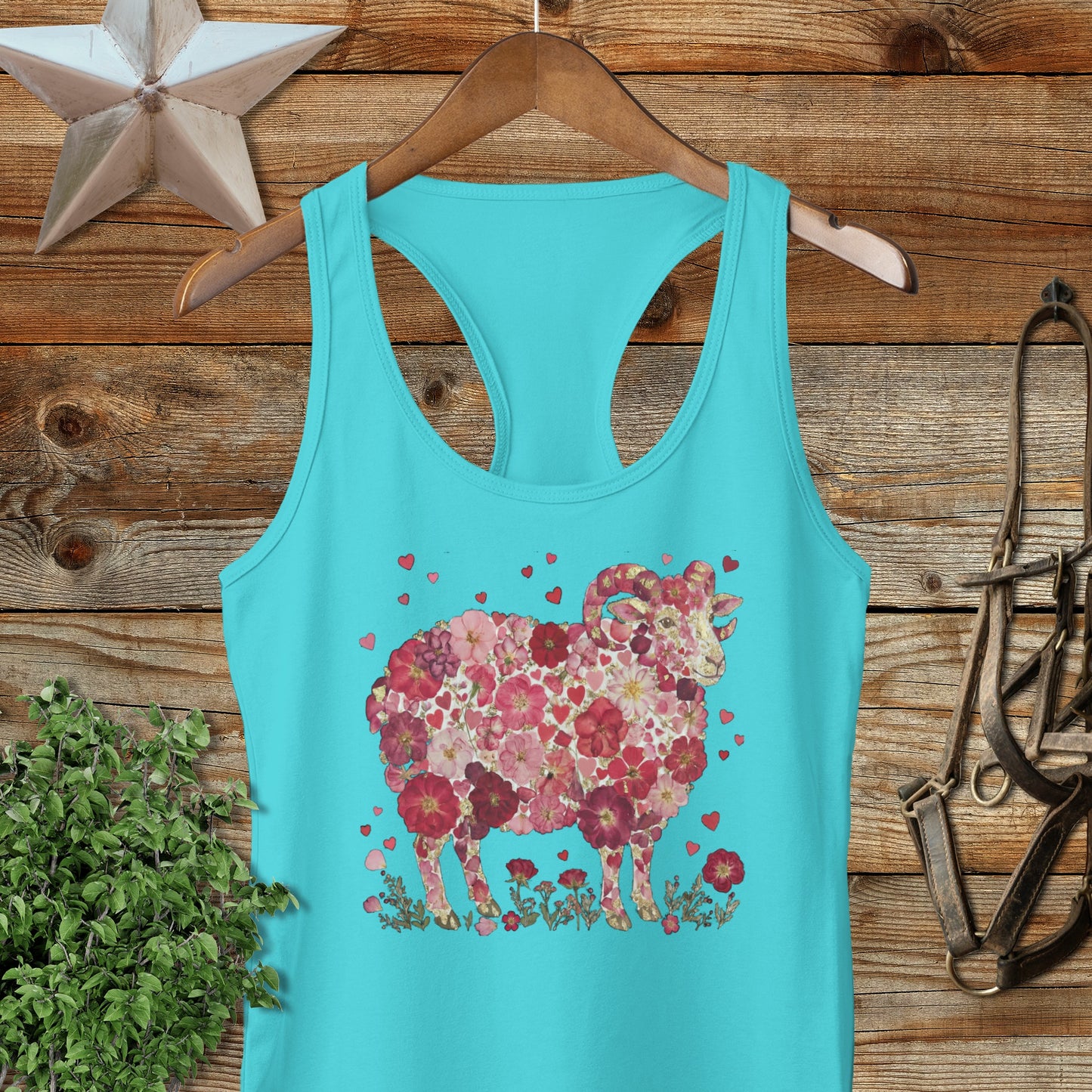 Flowers & Hearts - Ram Racerback Tank