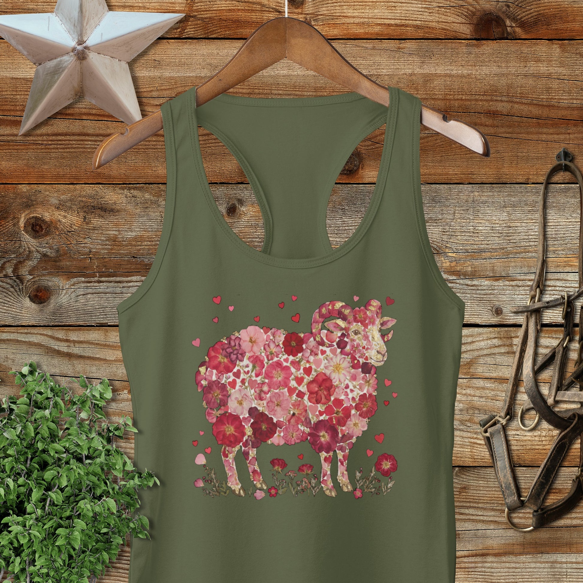 Flowers & Hearts - Ram Racerback Tank