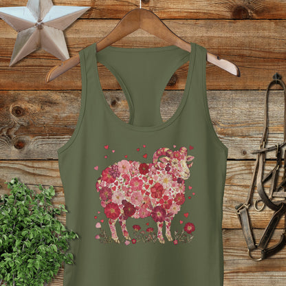 Flowers & Hearts - Ram Racerback Tank