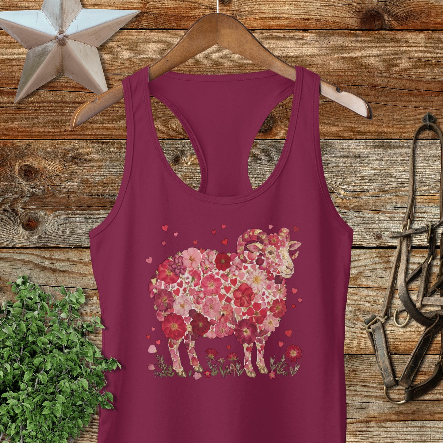 Flowers & Hearts - Ram Racerback Tank