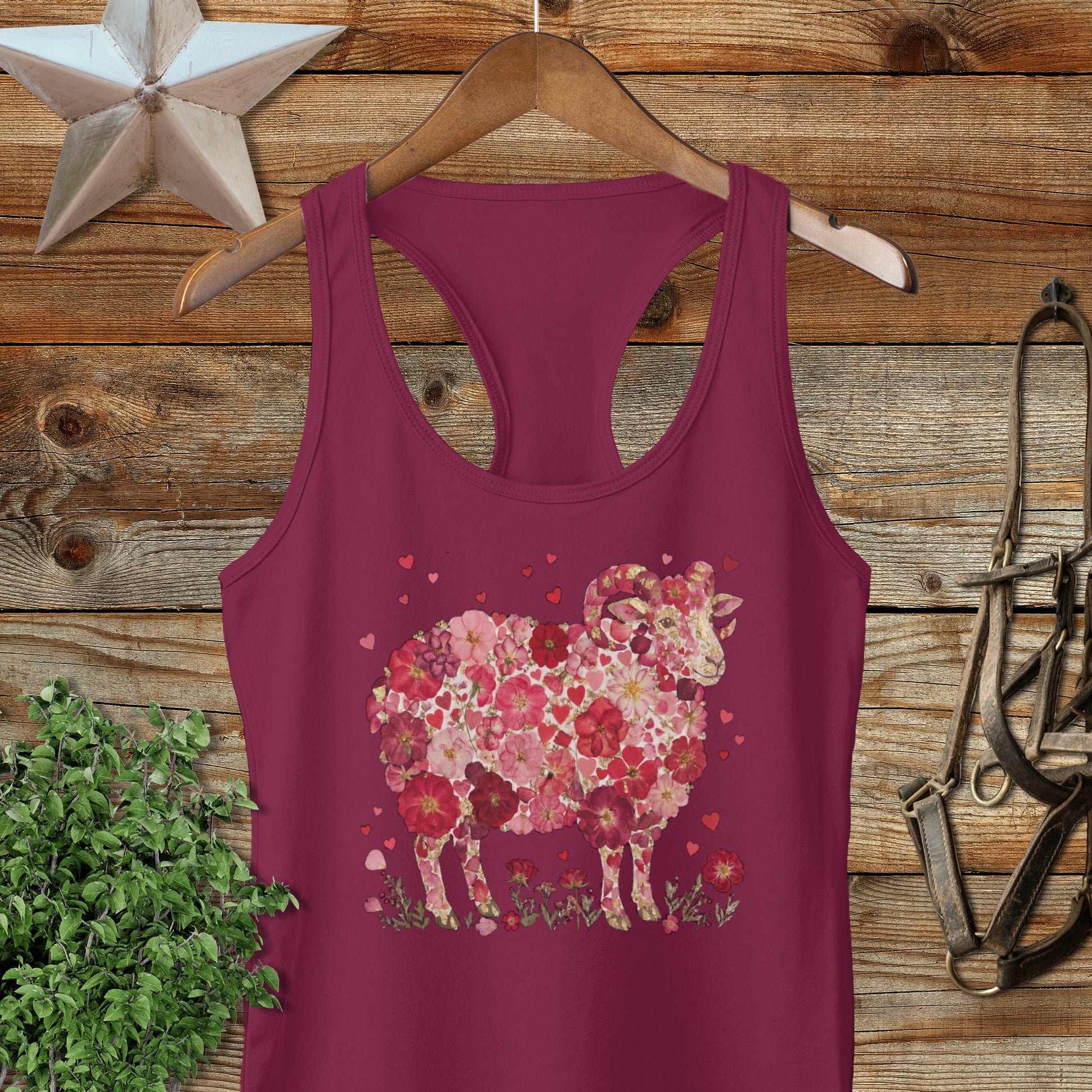 Flowers & Hearts - Ram Racerback Tank