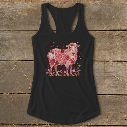 Flowers & Hearts - Sheep Racerback Tank