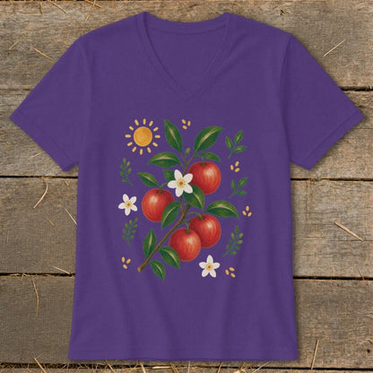 Folk Art Apples V-neck