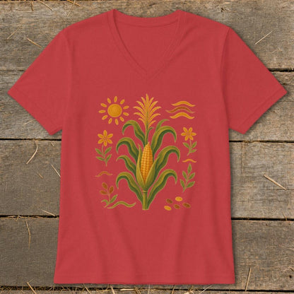 Folk Art Corn V-neck