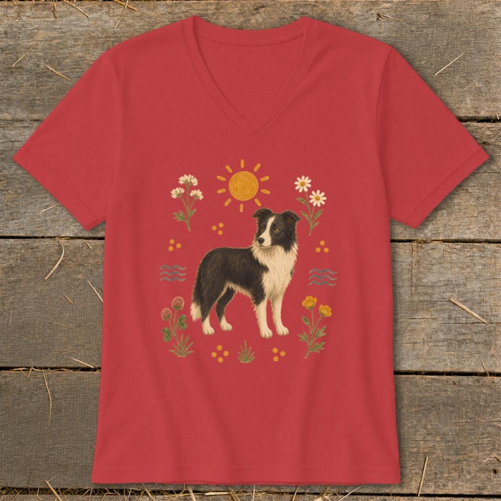 Folk Art Dog V-neck