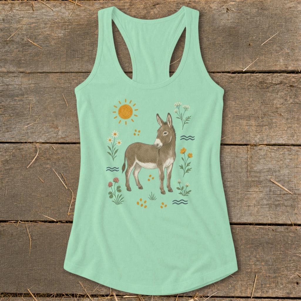 Folk Art Donkey Racerback Tank