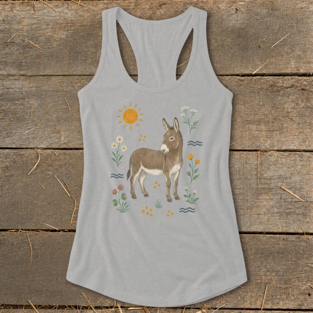 Folk Art Donkey Racerback Tank
