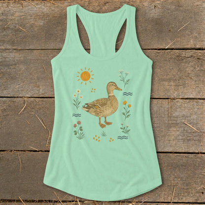 Folk Art Duck Racerback Tank