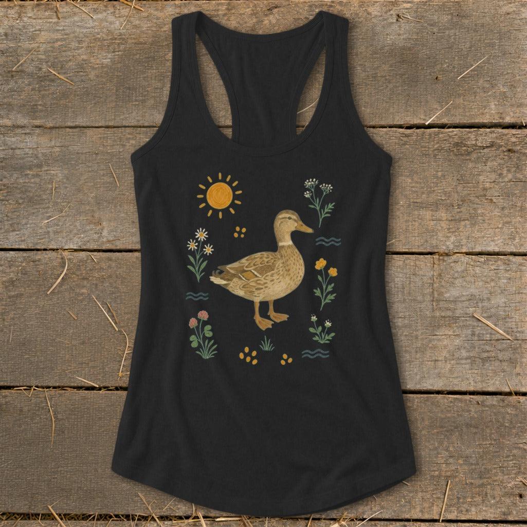 Folk Art Duck Racerback Tank