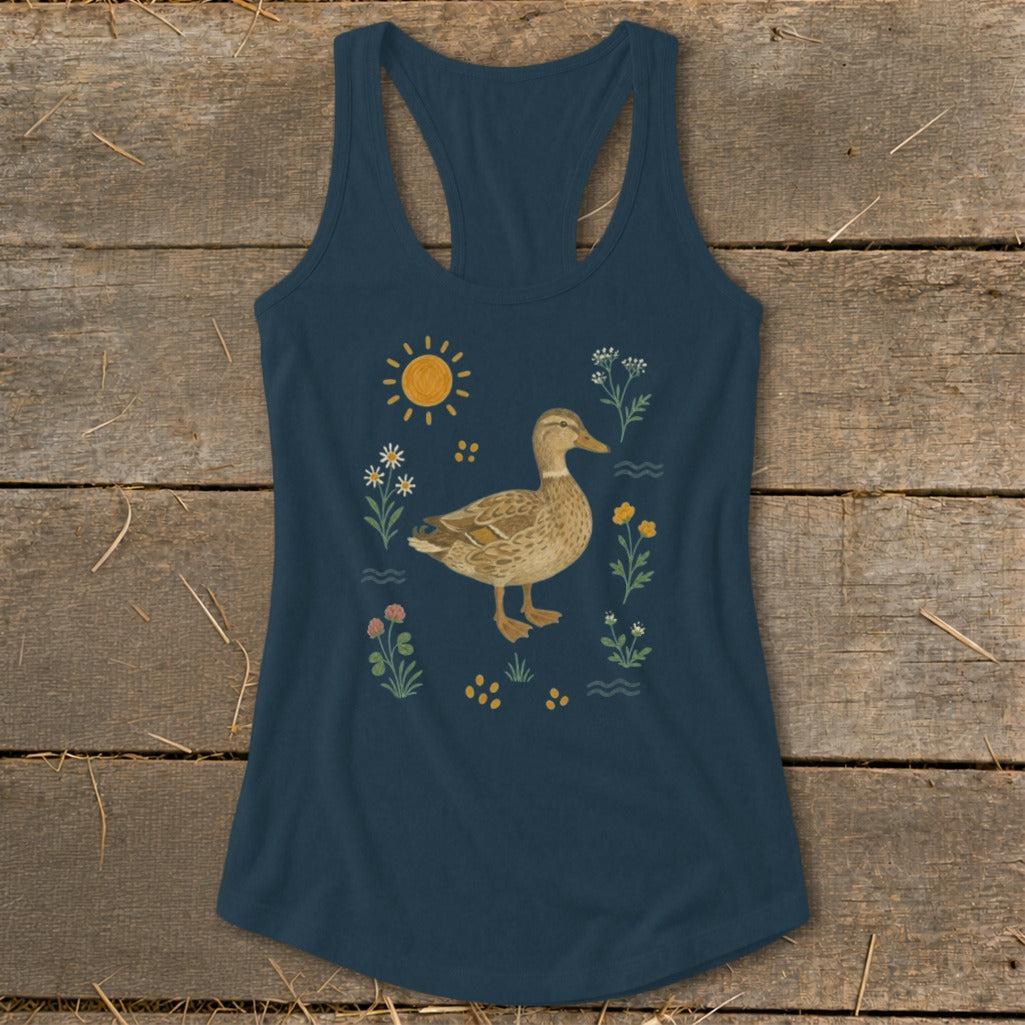 Folk Art Duck Racerback Tank