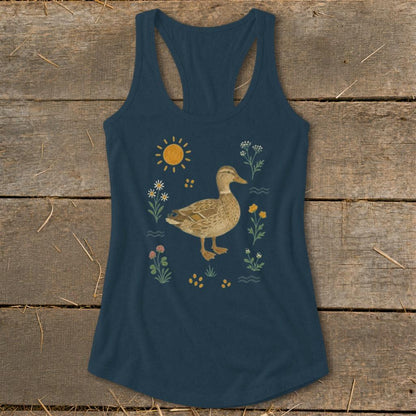 Folk Art Duck Racerback Tank