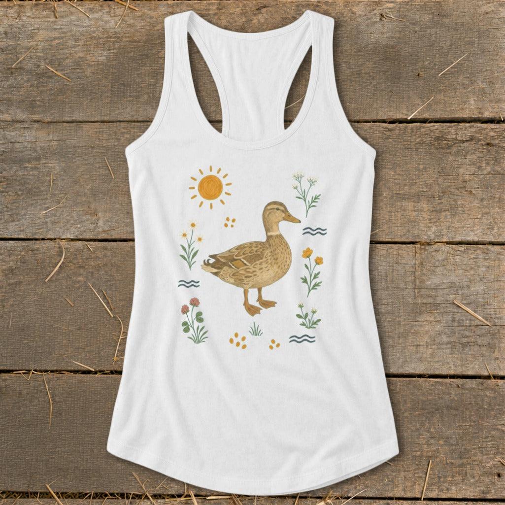 Folk Art Duck Racerback Tank